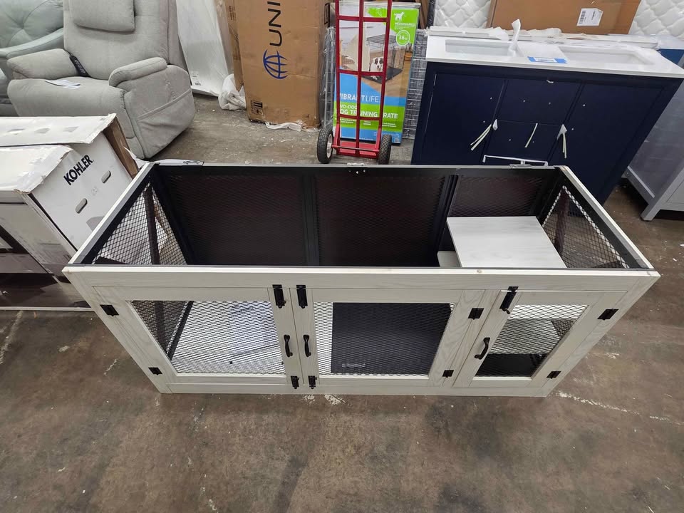 Living Essentials 65" Cooper Dog Crate Credenza with Shelves & Mat Kit - Image 9