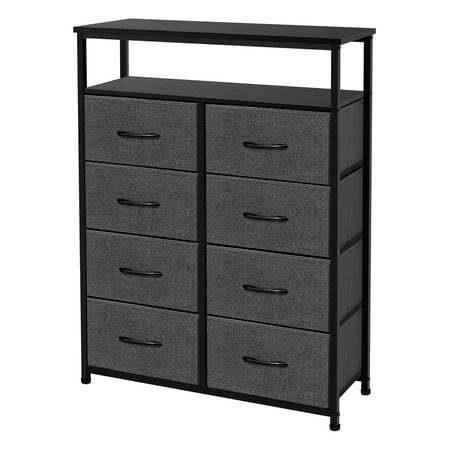 AZL1 Life Concept Dresser Double, Tall Storage Organizer Unit, 8-Drawers with Shelf, Grey - Image 2