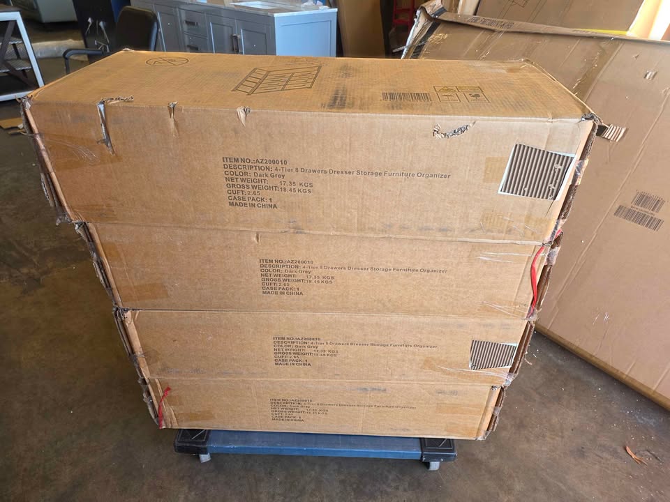 AZL1 Life Concept Dresser Double, Tall Storage Organizer Unit, 8-Drawers with Shelf, Grey - Image 4