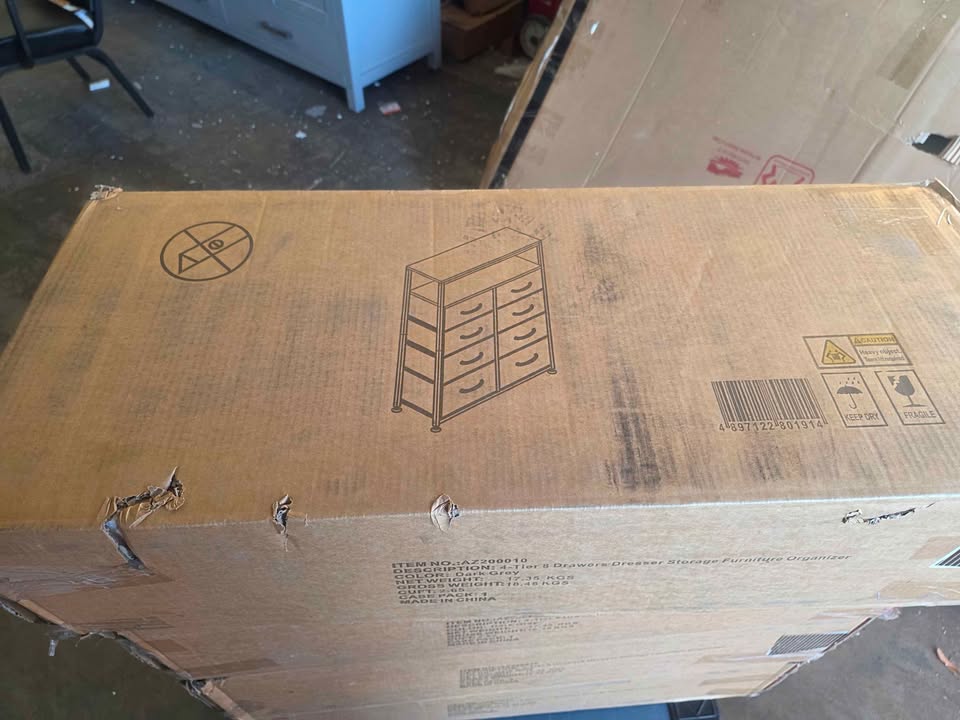 AZL1 Life Concept Dresser Double, Tall Storage Organizer Unit, 8-Drawers with Shelf, Grey - Image 5