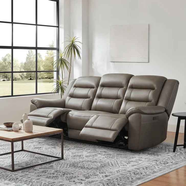 Mason Leather Power Reclining Sofa ( Taupe ) - Image 2