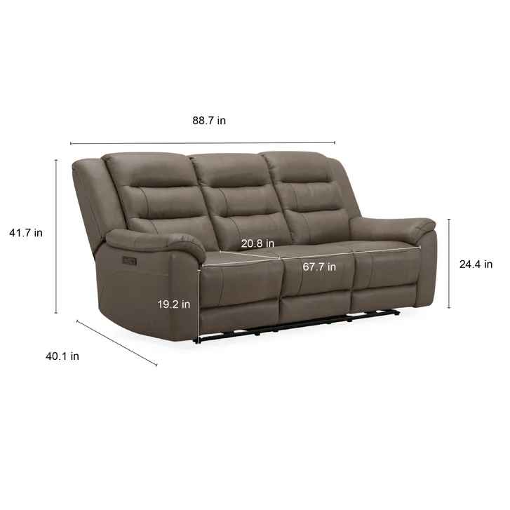 Mason Leather Power Reclining Sofa ( Taupe ) - Image 3