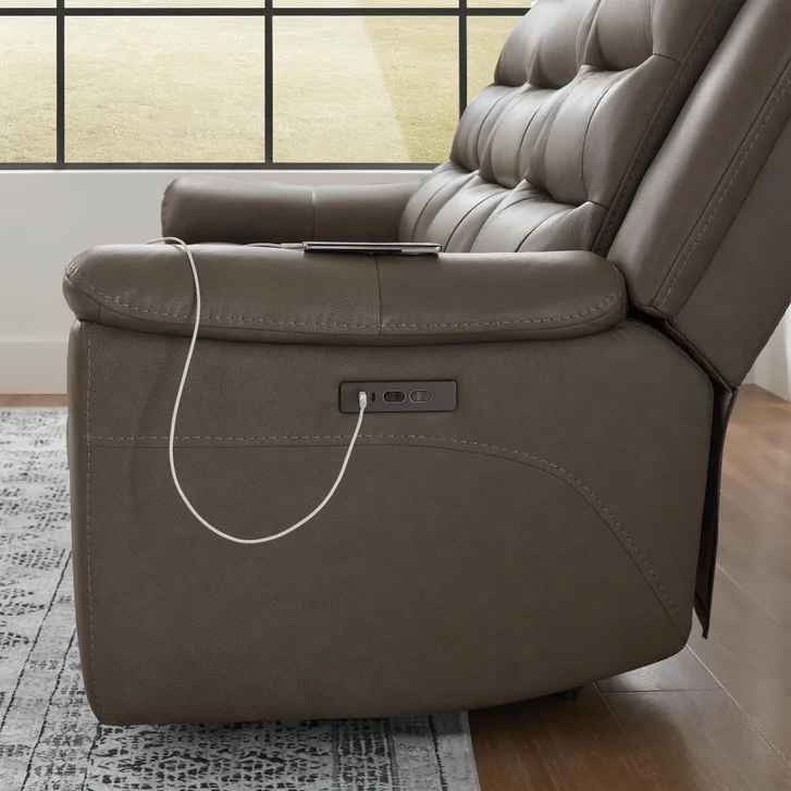 Mason Leather Power Reclining Sofa ( Taupe ) - Image 4