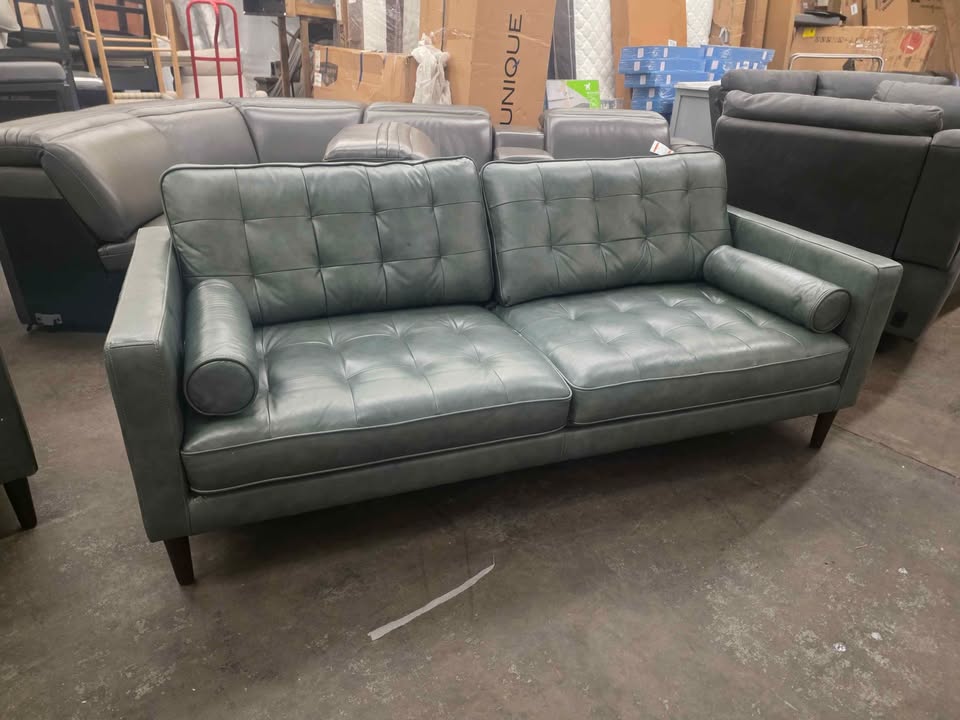 Harstine Leather Sofa ( Green ) - Image 4