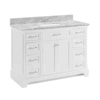 Roveland 48-in White Undermount Single Sink Bathroom Vanity with Natural Carrara Natural Marble Top - Image 2
