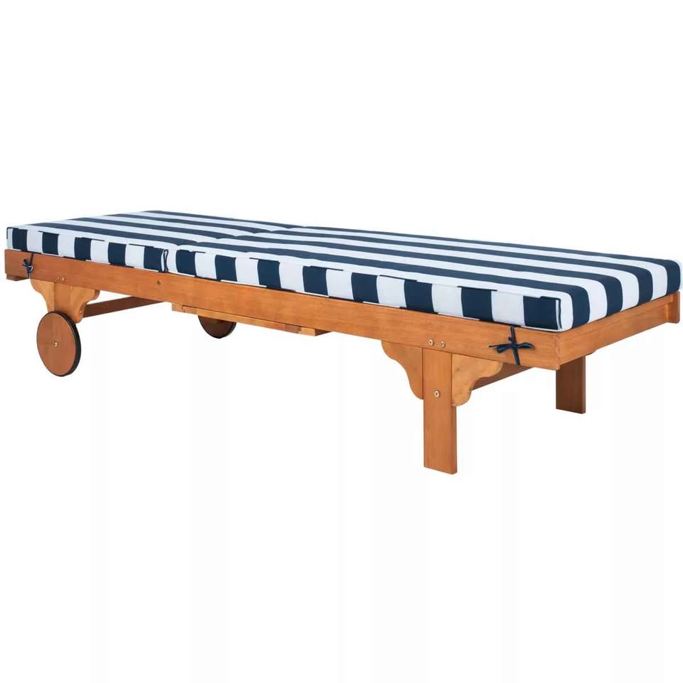 Newport Lounge Chair W/ Cushion - Outdoor - PAT7022 - Natural/Navy Striped - Safavieh - Image 6