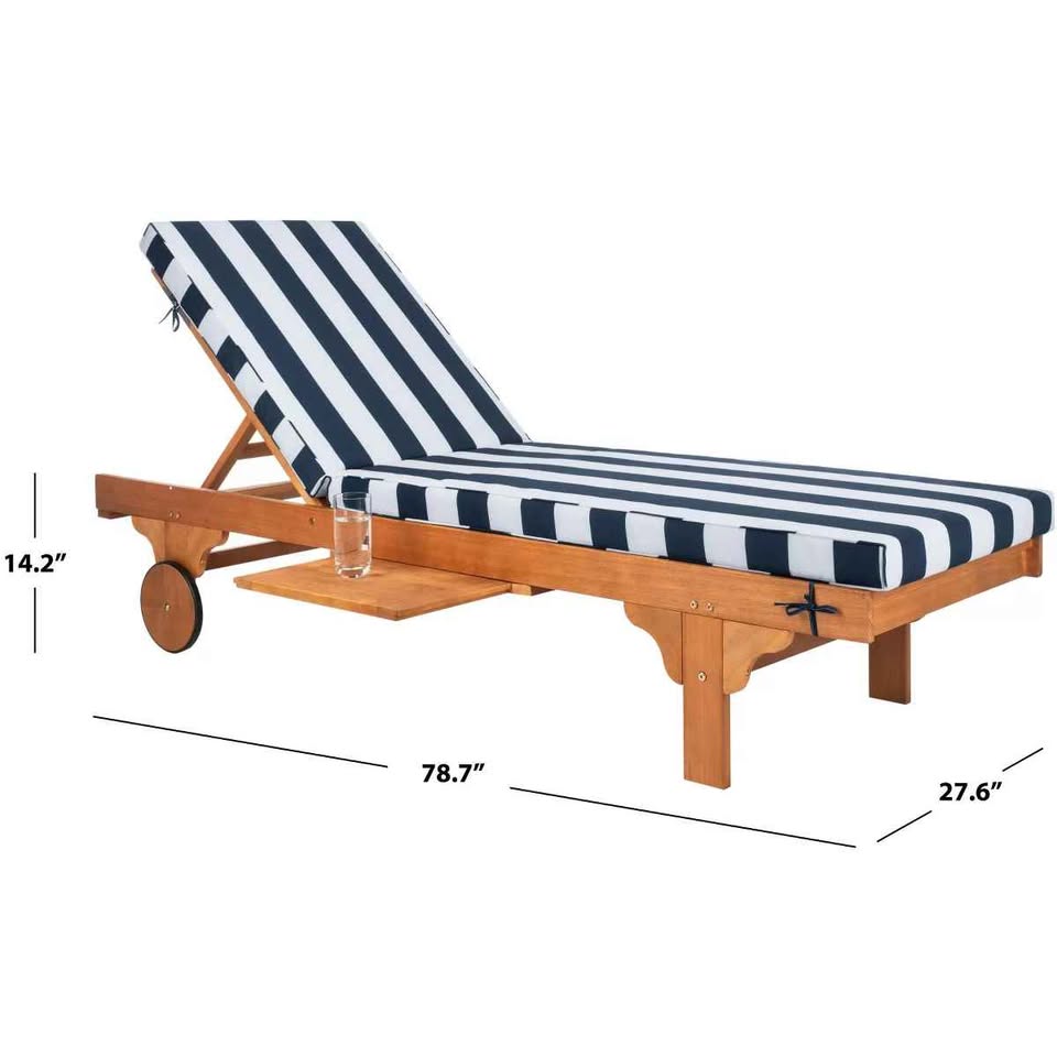 Newport Lounge Chair W/ Cushion - Outdoor - PAT7022 - Natural/Navy Striped - Safavieh - Image 7