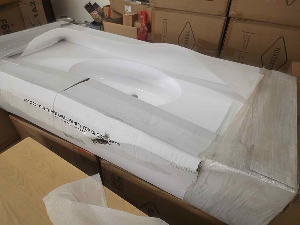 Craftmark 37''x22'' Cultured Marble Solid High Gloss Wht Vanity Top with Round Bowl - Image 4