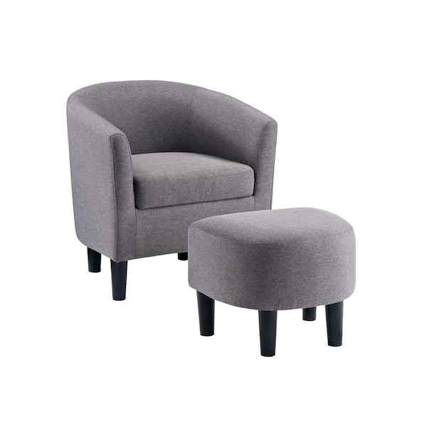 Take a Seat Churchill Cement Gray Fabric Accent Chair with Ottoma
