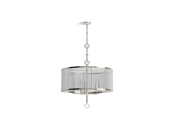 Kohler K-27748-CH05-SNL Terret 29" Ceiling-Mounted Chandelier Light, Polished Nickel (Retails $3300 - Image 3