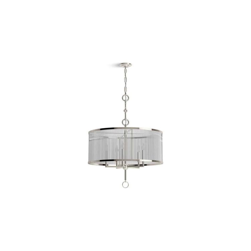 Kohler K-27748-CH05-SNL Terret 29" Ceiling-Mounted Chandelier Light, Polished Nickel (Retails $3300 - Image 4