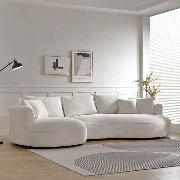 Curved Modern Modular Sectional Sofa With Mid - Century Boucle Design Left - Hand Placement