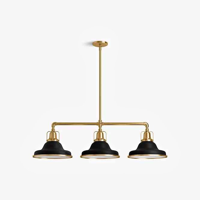 Kohler K-32292-CH03-BML Hauksbee 42 1/8 Inch Ceiling-Mounted Chandelier Light, Black with Brass