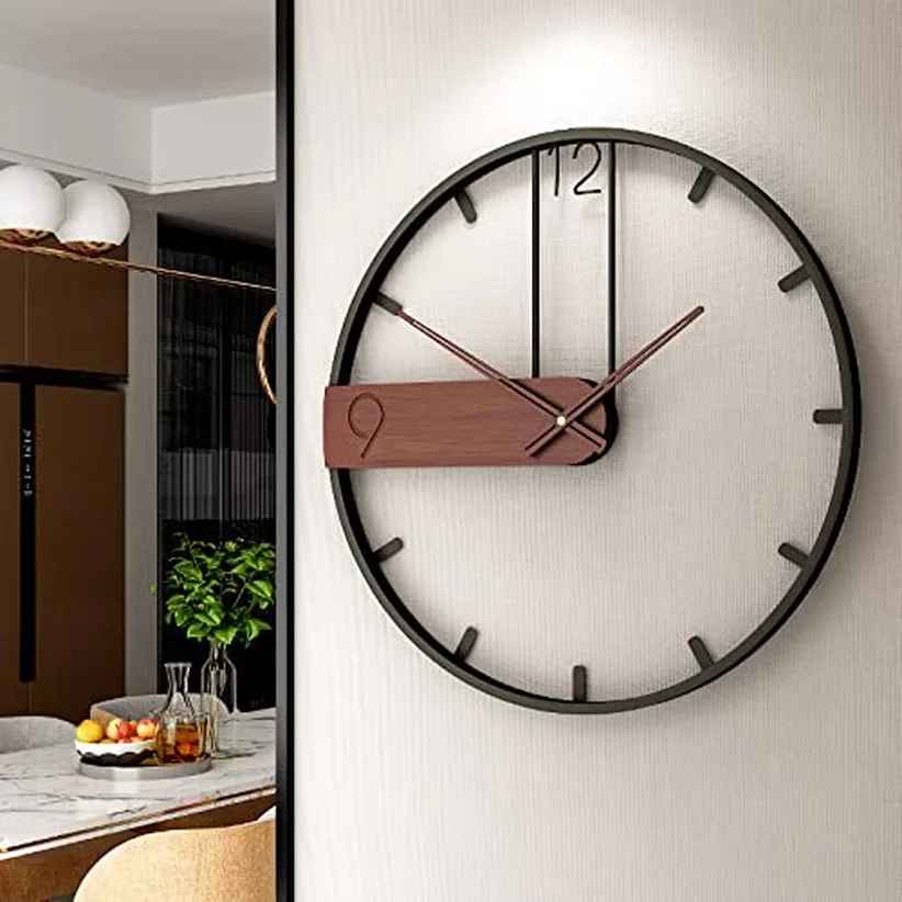 Yisiteone Large Wall Clocks For Living Room Decor, Modern Walnut Dial - Image 2
