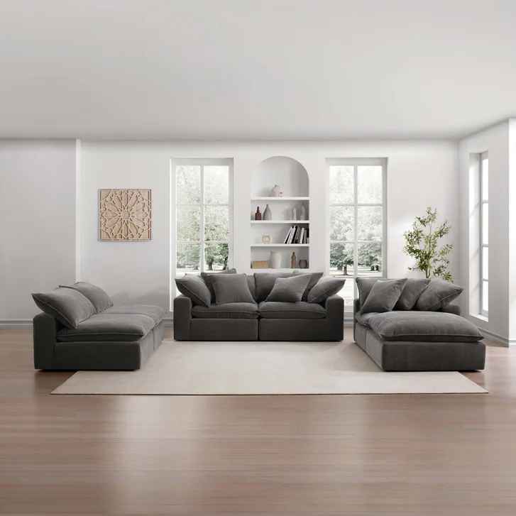 Sereen 6-piece Fabric Modular Sectional, Dark Gray - Image 3