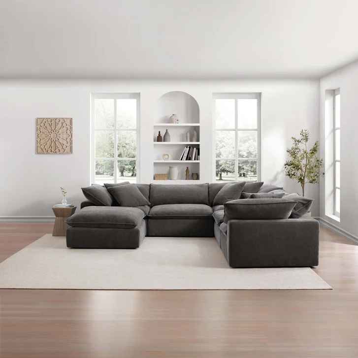 Sereen 6-piece Fabric Modular Sectional, Dark Gray - Image 5