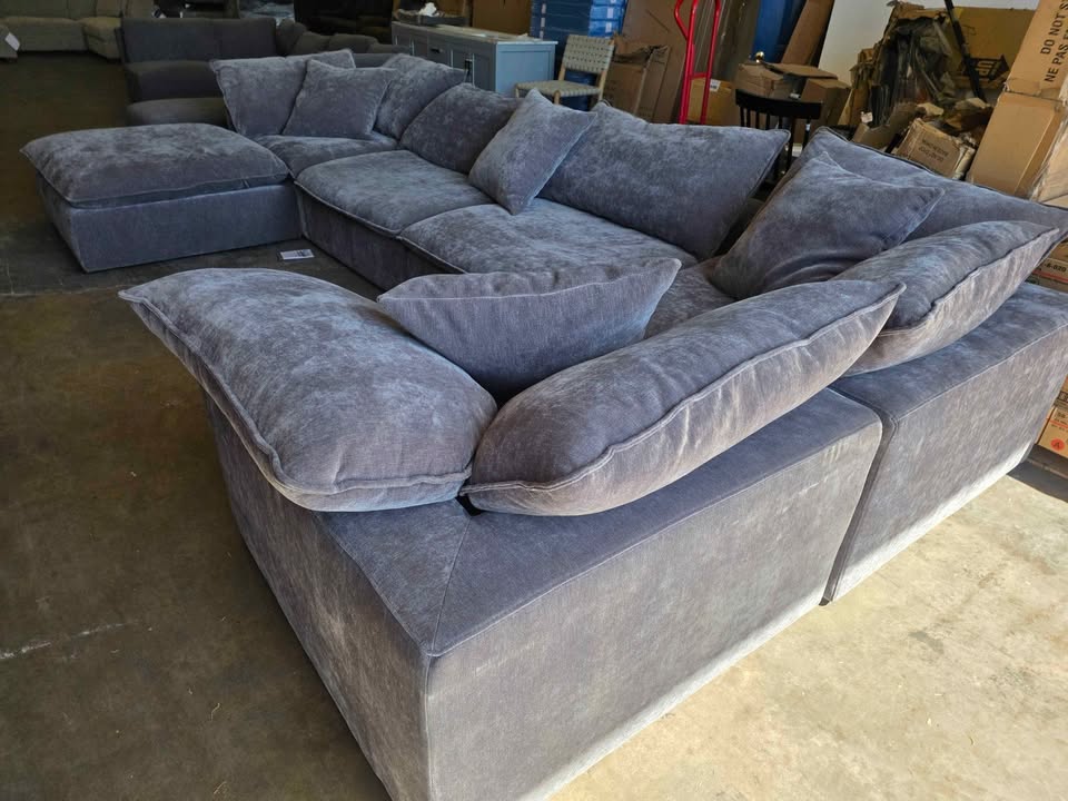 Sereen 6-piece Fabric Modular Sectional, Dark Gray - Image 9