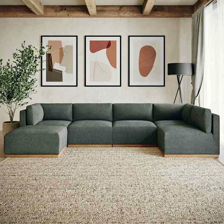 Henredon Murphy Fabric Modular Sectional with Ottoman