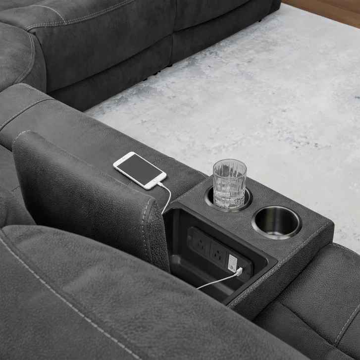 Zakary 6-piece Fabric Power Reclining Sectional With Power Headrests - Image 4