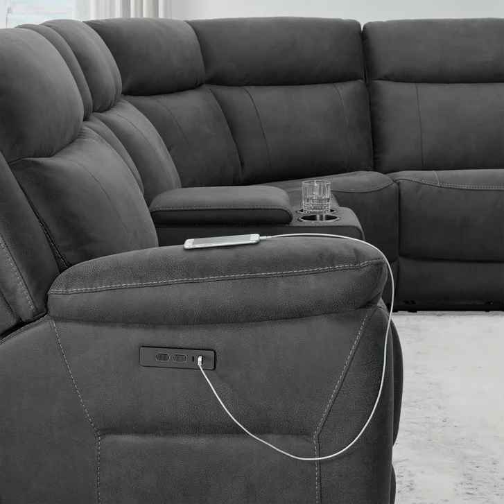 Zakary 6-piece Fabric Power Reclining Sectional With Power Headrests - Image 5