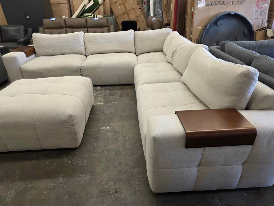 Paige 6-piece Modular Fabric Sectional ( Cream ) - Image 8