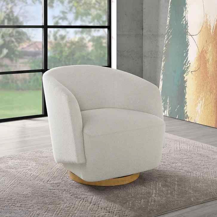 Henredon Murphy Swivel Boucle Chair, Cream