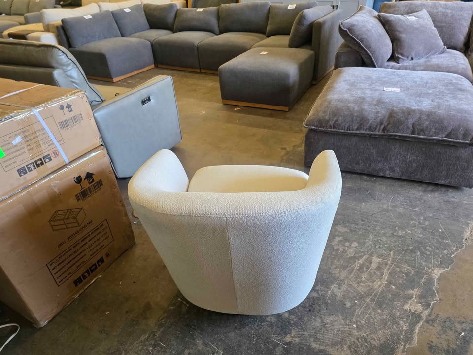 Henredon Murphy Swivel Boucle Chair, Cream - Image 8