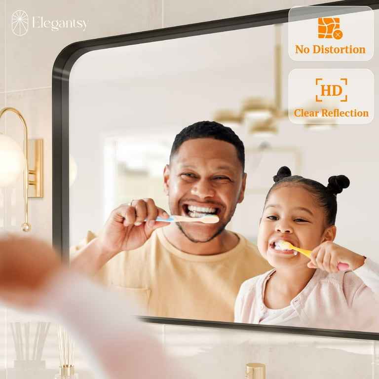 Black 36 in. W x 48 in. H Rectangle Vanity Mirror - Image 2