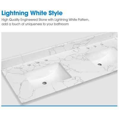60 in. W x 22 in.D Engineered stone composite Vanity Top in White with White Rectangular Double Sink - Image 3