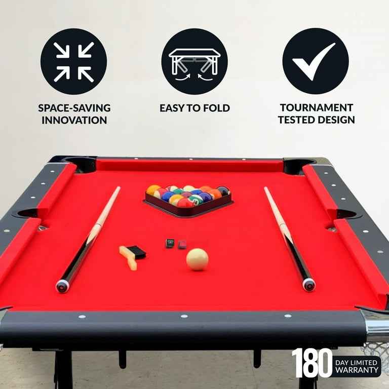 Hathaway Fairmont Portable 6 ft. Pool Billiard Table with red felt - Image 3