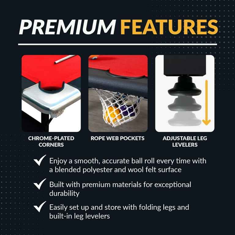 Hathaway Fairmont Portable 6 ft. Pool Billiard Table with red felt - Image 4