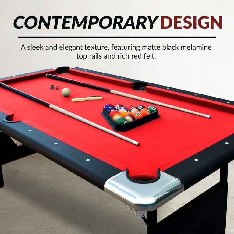 Hathaway Fairmont Portable 6 ft. Pool Billiard Table with red felt - Image 6