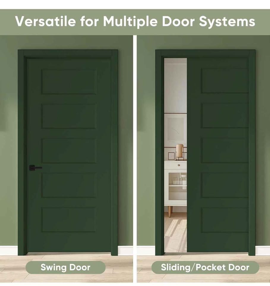 BARNSMITH 36x80 in 5-Panel White Primed Molded Door Slab, Shaker Style Paintable Hollow Core - Image 5