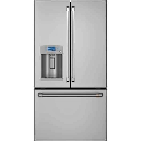 Cafe 27.8 cu. ft. Smart French Door Refrigerator with Hot Water Dispenser in Stainless Steel, Smart