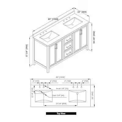 Lenoir 60-in White Undermount Double Sink Bathroom Vanity with White Engineered Marble Top - Image 3