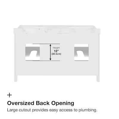 Lenoir 60-in White Undermount Double Sink Bathroom Vanity with White Engineered Marble Top - Image 4