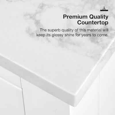 Lenoir 60-in White Undermount Double Sink Bathroom Vanity with White Engineered Marble Top - Image 6