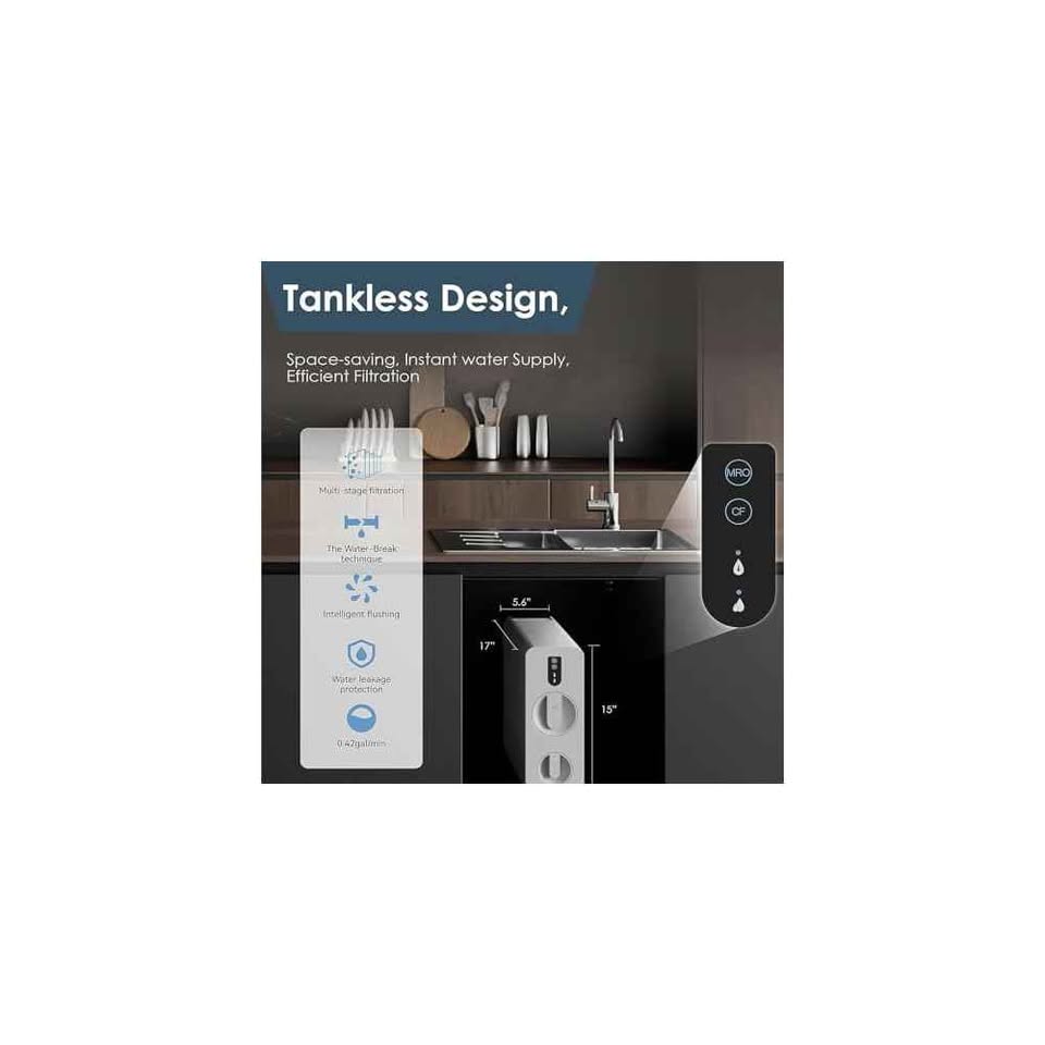 RESMO Reverse Osmosis System,Tankless Reverse Osmosis Water Filter, 8 Stage RO Water Filtration Syst - Image 6