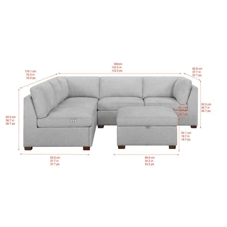 Thomasville Rockford 6-piece Fabric Modular Sectional - Image 6