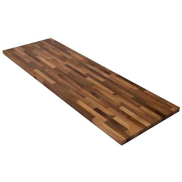 10 ft. L x 25 in. D Unfinished Walnut Solid Wood Butcher Block Countertop with Square Edge