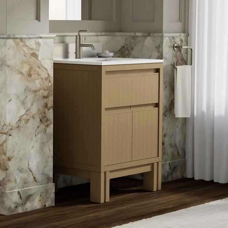 Kohler Solive 24" Bathroom Vanity with Sink and Quartz Top in Oak - Image 2