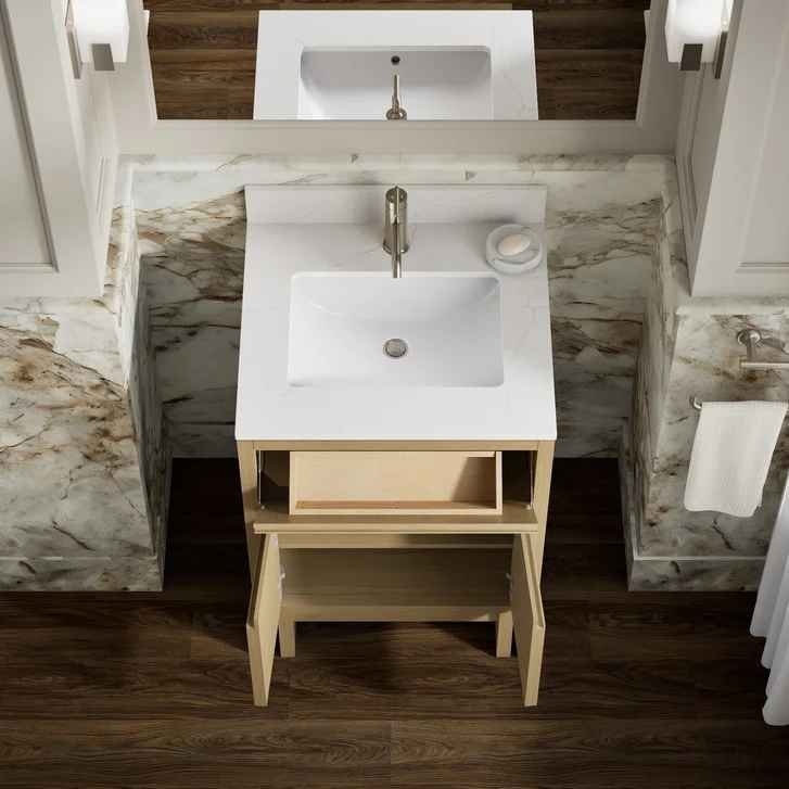 Kohler Solive 24" Bathroom Vanity with Sink and Quartz Top in Oak - Image 4