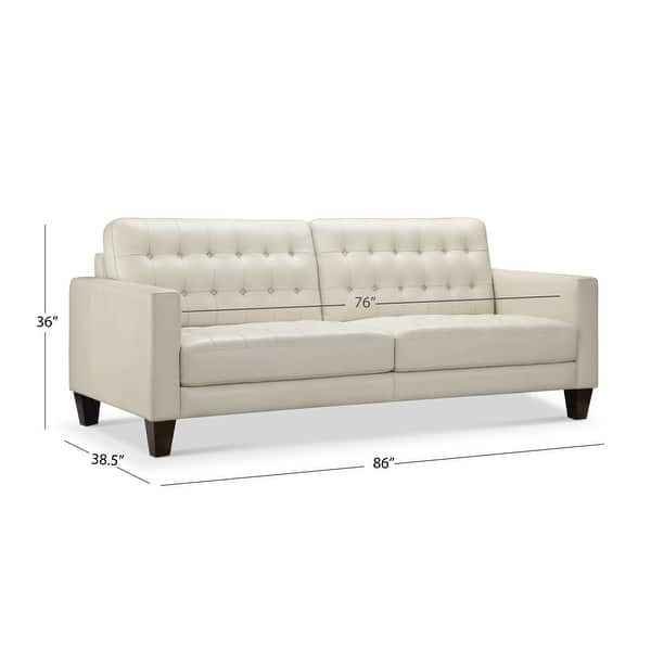 Abbyson Tova Modern Top Grain Leather Tufted Sofa & Loveseat ( Cream ) - Image 3