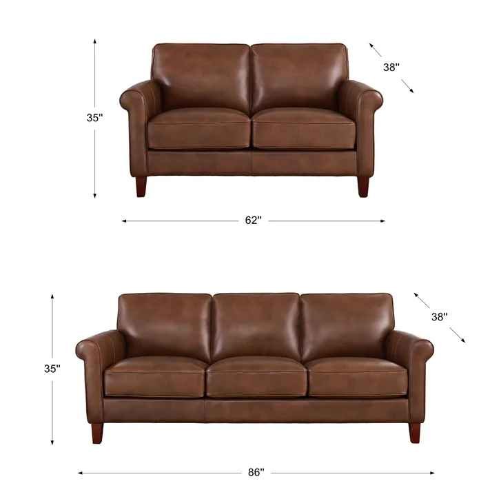 Larsen 2-piece Top Grain Leather Set, Sofa, Loveseat - Image 2
