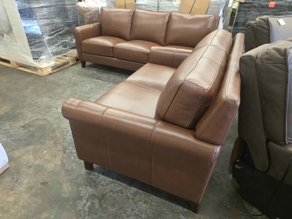 Larsen 2-piece Top Grain Leather Set, Sofa, Loveseat - Image 8