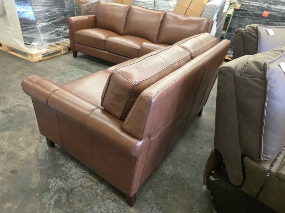 Larsen 2-piece Top Grain Leather Set, Sofa, Loveseat - Image 9