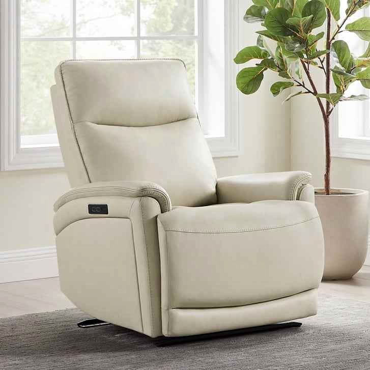 Sanders Leather Power Recliner with Power Headrest ( Cream )