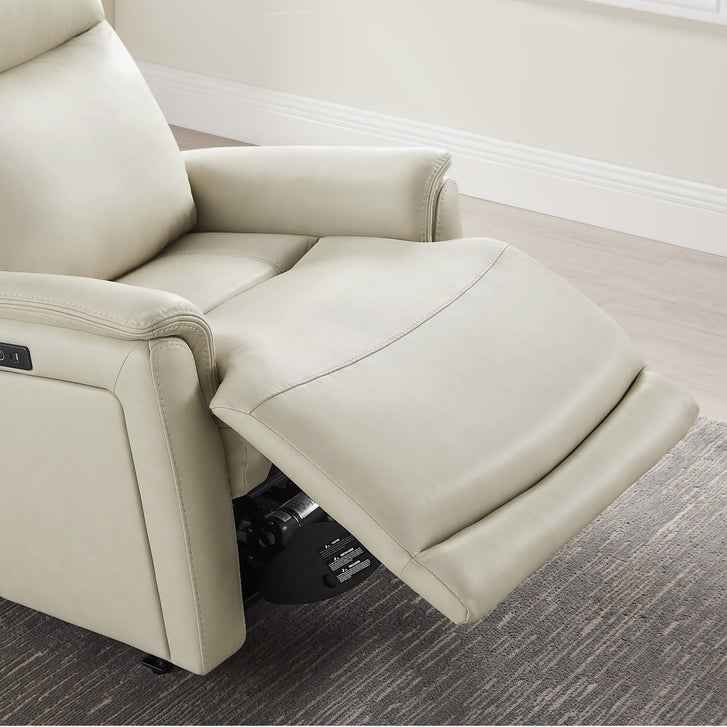 Sanders Leather Power Recliner with Power Headrest ( Cream ) - Image 4
