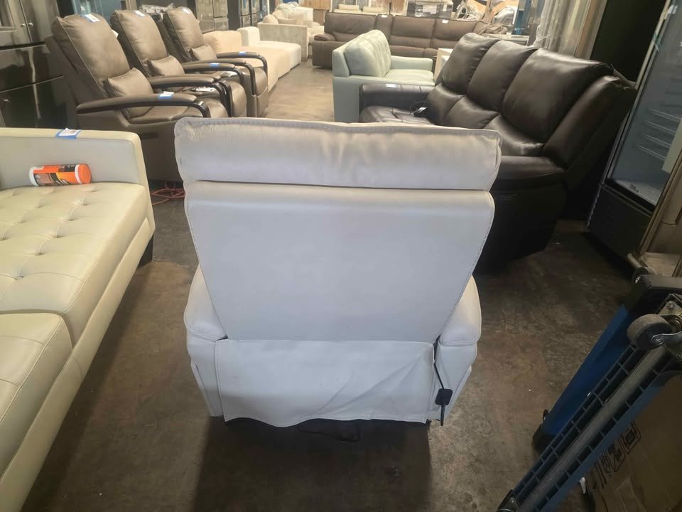 Sanders Leather Power Recliner with Power Headrest ( Cream ) - Image 7