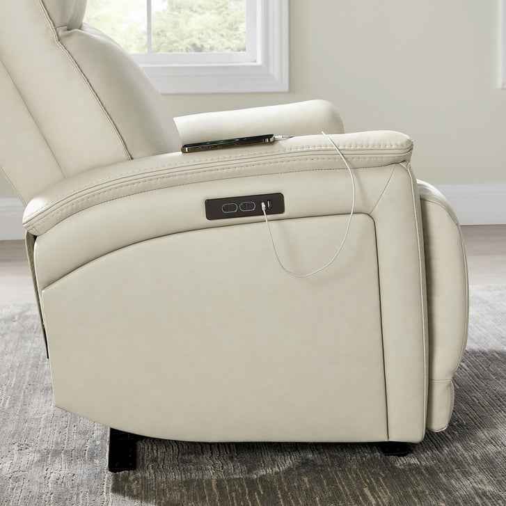 Sanders Leather Power Recliner with Power Headrest ( Cream ) - Image 9